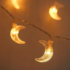 Brill-ligfut Kerstlichtsnoeren^Led Lampjes Slinger - Maantjes - 3 Meter - 20 Lichtjes - Werkt Op Batterijen - Knipperfunctie - Slaapkamer - Kerstverlichting