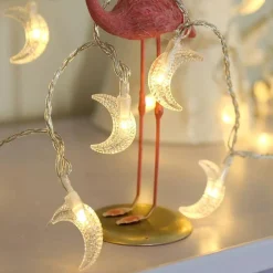 Brill-ligfut Kerstlichtsnoeren^Led Lampjes Slinger - Maantjes - 3 Meter - 20 Lichtjes - Werkt Op Batterijen - Knipperfunctie - Slaapkamer - Kerstverlichting