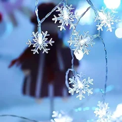 Brill-ligfut Kerstlichtsnoeren^Led Lampjes Slinger - Sneeuwvlokken - 6 Meter - 40 Lichtjes - Wit Licht - Kerst - Winter - Lichtsnoer Op Batterij