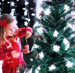 Brill-ligfut Kerstlichtsnoeren^Led Lampjes Slinger - Sneeuwvlokken - 6 Meter - 40 Lichtjes - Wit Licht - Kerst - Winter - Lichtsnoer Op Batterij