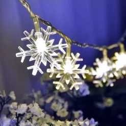 Brill-ligfut Kerstlichtsnoeren^Led Lampjes Slinger - Sneeuwvlokken - 6 Meter - 40 Lichtjes - Wit Licht - Kerst - Winter - Lichtsnoer Op Batterij