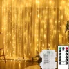 ‘Merkloos’’ Lichtgordijnen^Led Lichtgordijn Sfeerverlichting - Incl. Batterijen, Afstandsbediening En Spijkertjes - 3X3 Meter - Warm Wit - Sfeerverlichting Voor Binnen En Buiten - 300 Leds