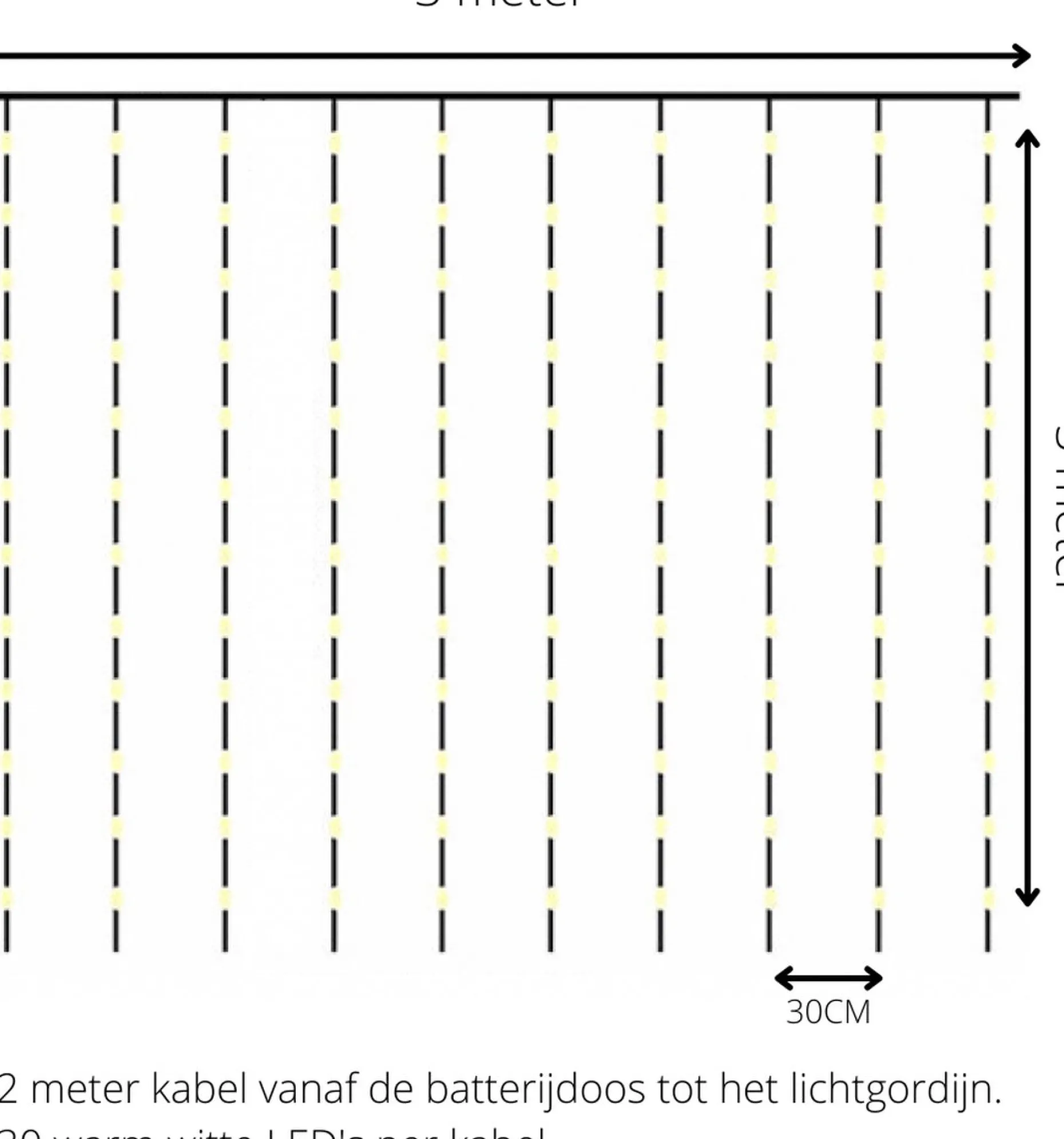 ‘Merkloos’’ Lichtgordijnen^Led Lichtgordijn Sfeerverlichting - Incl. Batterijen, Afstandsbediening En Spijkertjes - 3X3 Meter - Warm Wit - Sfeerverlichting Voor Binnen En Buiten - 300 Leds