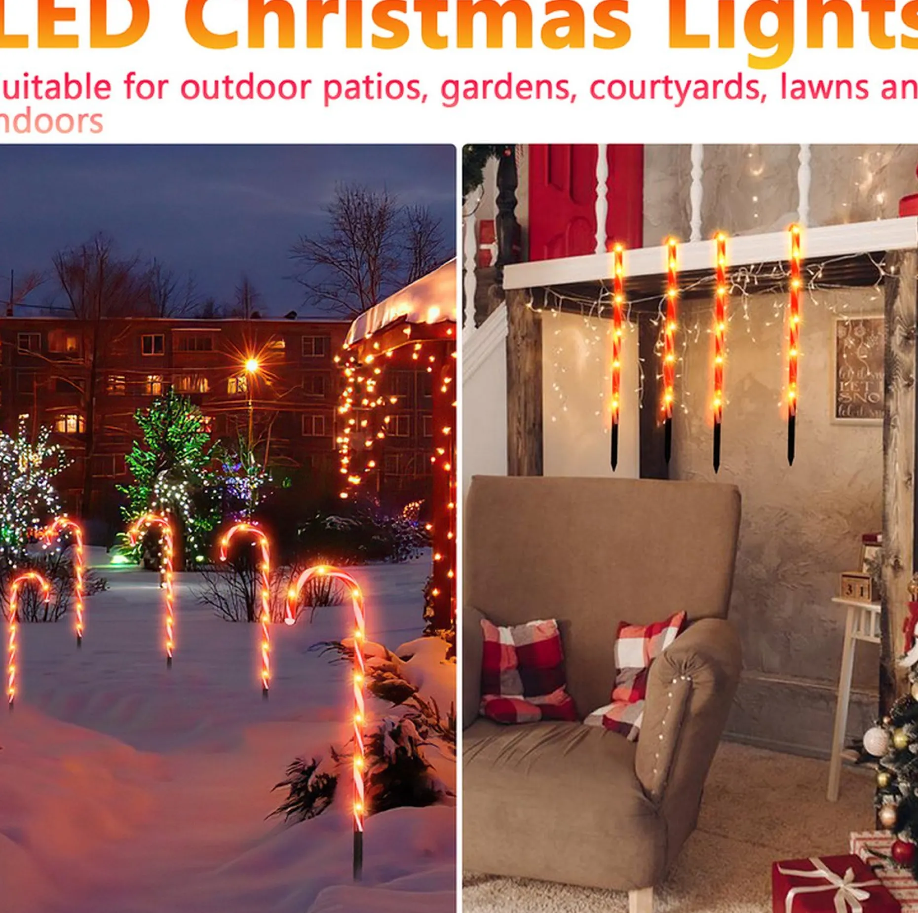 Alizendeh Verlichte Kerstfiguren^Led Licht Ketting Buiten Zuurstok Touw Licht Kerstverlichting