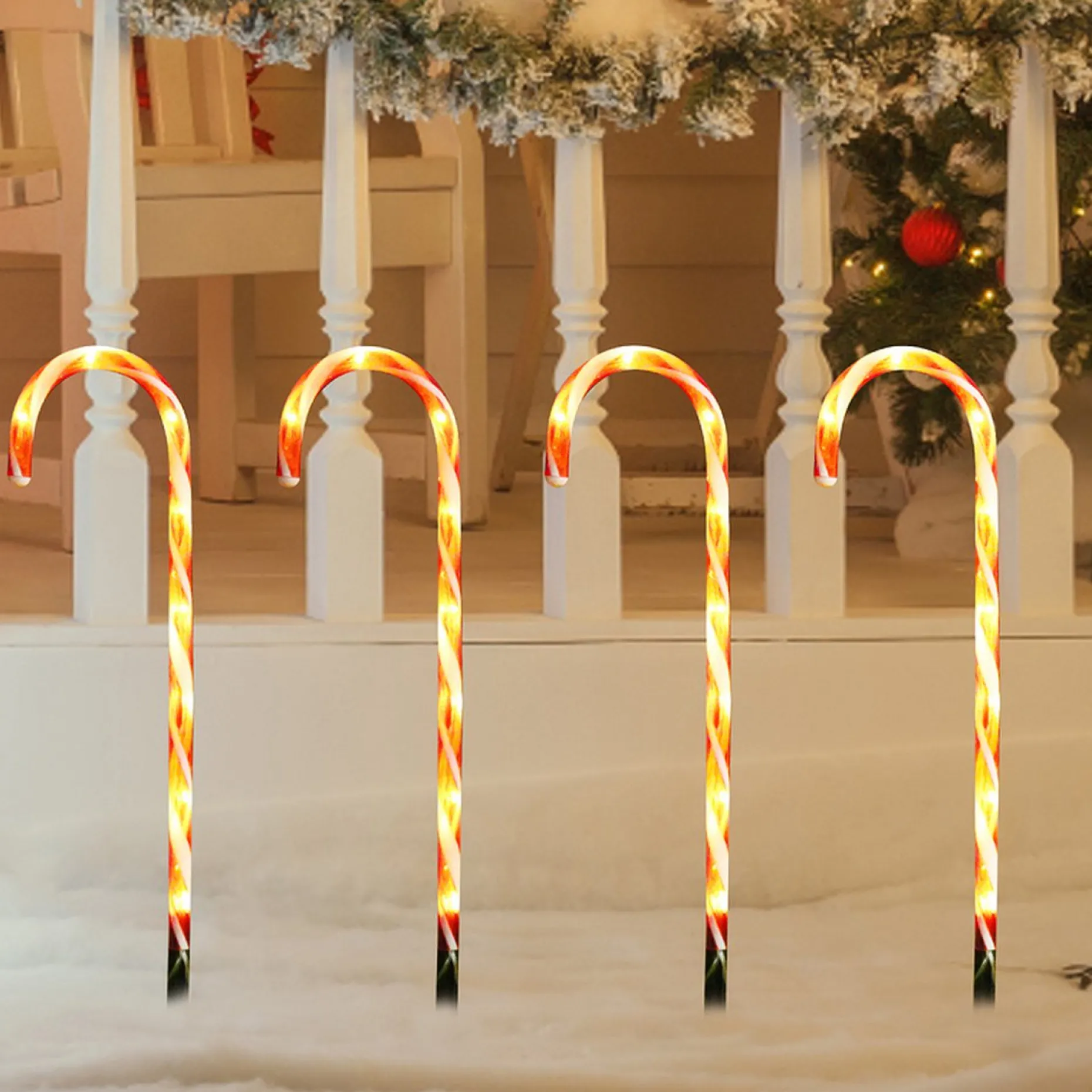 Alizendeh Verlichte Kerstfiguren^Led Licht Ketting Buiten Zuurstok Touw Licht Kerstverlichting
