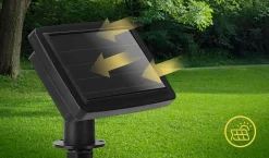 BES LED Kerstlichtsnoeren^Led Lichtsnoer Met Zonne-Energie - Dag En Nacht Sensor - Aigi Teron - 0.06W - 11.9 Meter - 100 Led's Meerkleurig - Waterdicht Ip44 - Zwart