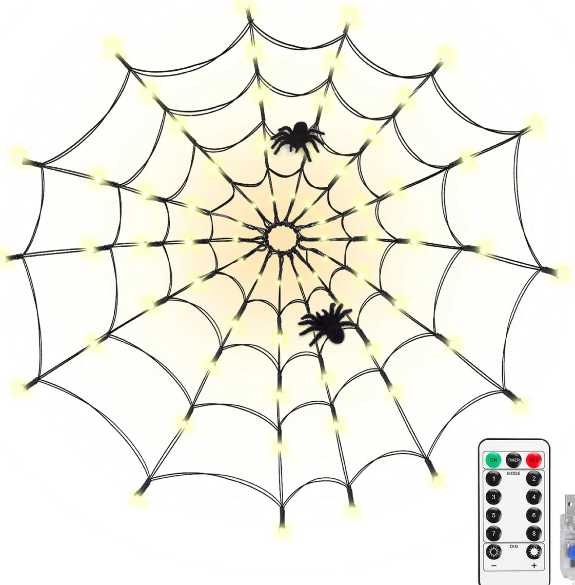 Merkloos Verlichte Kerstfiguren^Led Spinnenweb Halloween Fairy Lights Usb-Verlichting Duurzaam Griezelig En Mooi