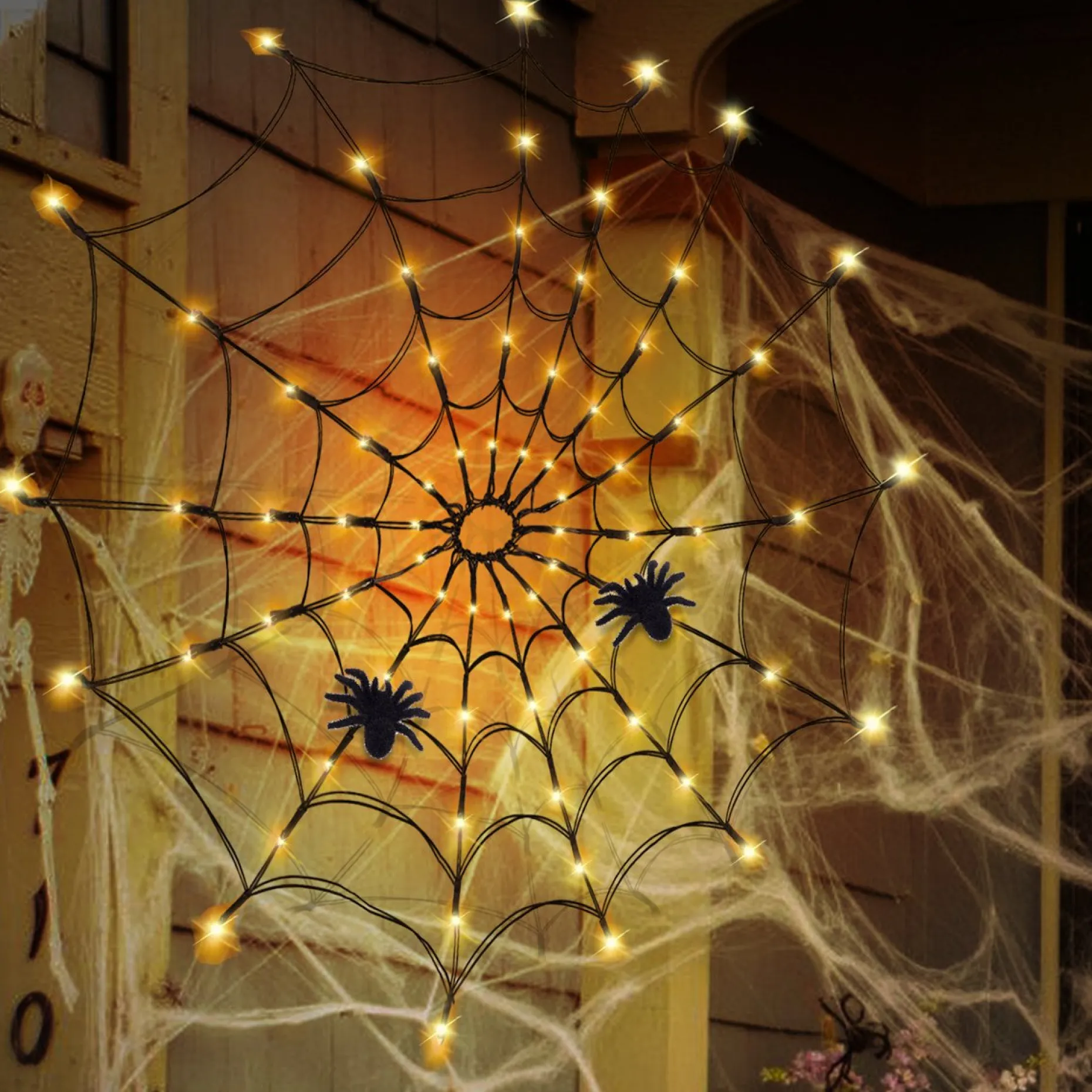Merkloos Verlichte Kerstfiguren^Led Spinnenweb Halloween Fairy Lights Usb-Verlichting Duurzaam Griezelig En Mooi