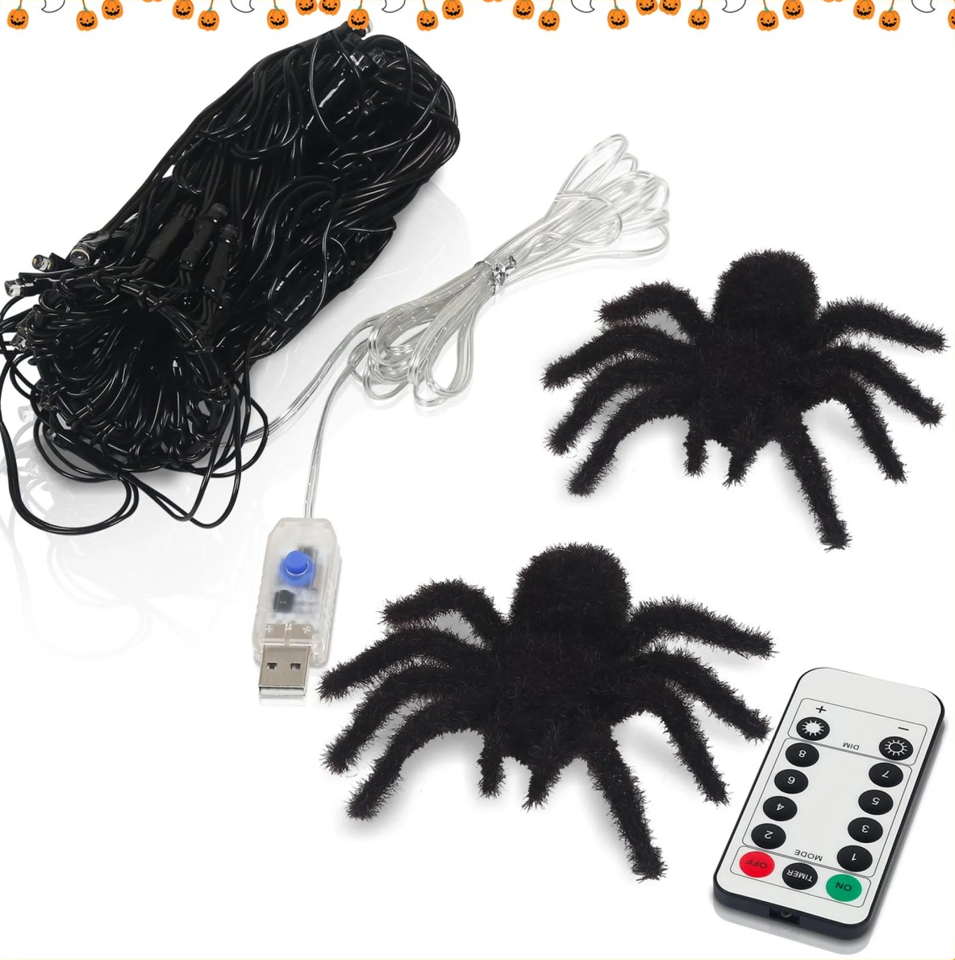 Merkloos Verlichte Kerstfiguren^Led Spinnenweb Halloween Fairy Lights Usb-Verlichting Duurzaam Griezelig En Mooi