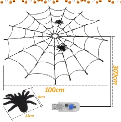 Merkloos Verlichte Kerstfiguren^Led Spinnenweb Halloween Fairy Lights Usb-Verlichting Duurzaam Griezelig En Mooi