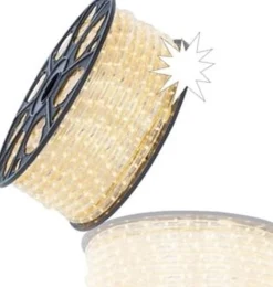 Tronix Lichtslangen^Ledtron Led Lichtslang Warm Wit 51 Meter (Met 4 Knipperende Led's Per Meter)