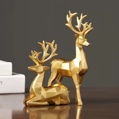 Levabe - Nordic Kerst Rendier Beeldjes - Herten - Woonkamerdecoratie - Goud - Decoratie - Gouden Decoratie - Set Outlet