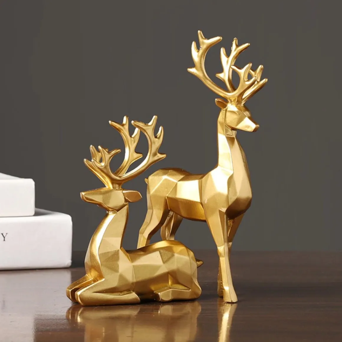 Levabe - Nordic Kerst Rendier Beeldjes - Herten - Woonkamerdecoratie - Goud - Decoratie - Gouden Decoratie - Set Outlet