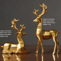 Levabe - Nordic Kerst Rendier Beeldjes - Herten - Woonkamerdecoratie - Goud - Decoratie - Gouden Decoratie - Set Outlet