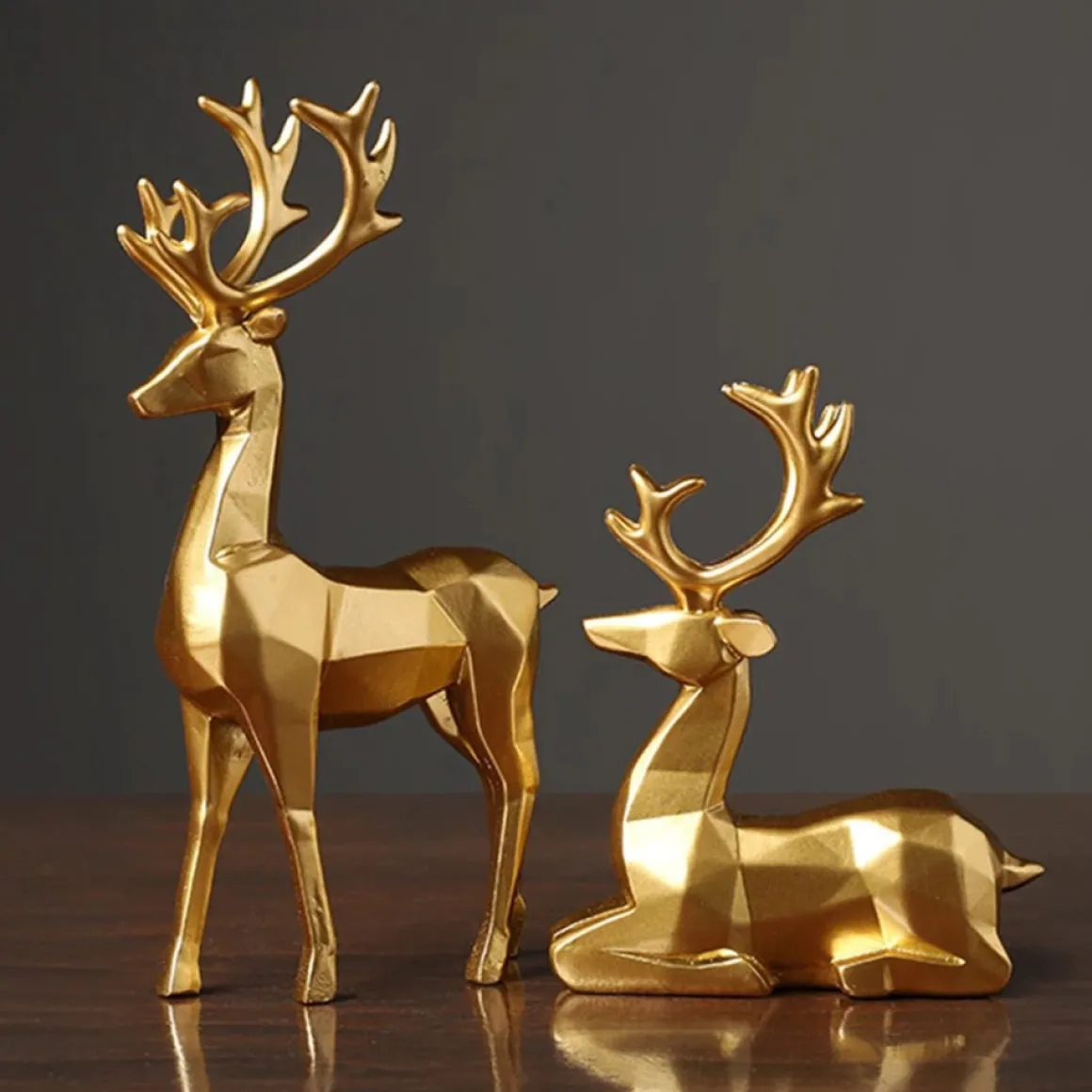 Levabe - Nordic Kerst Rendier Beeldjes - Herten - Woonkamerdecoratie - Goud - Decoratie - Gouden Decoratie - Set Outlet
