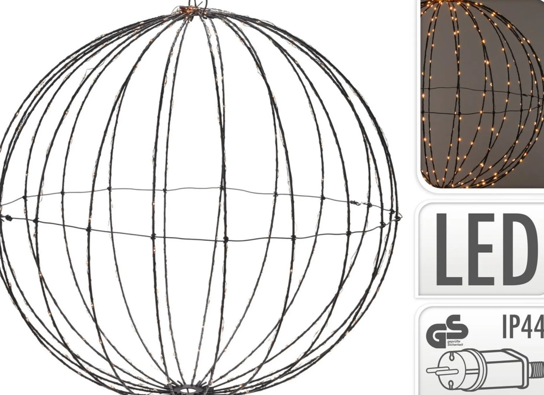 Merkloos Verlichte Kerstfiguren^Lichtbol Van Metaal Met Timer Warm Licht 40 Cm - Kerstversiering