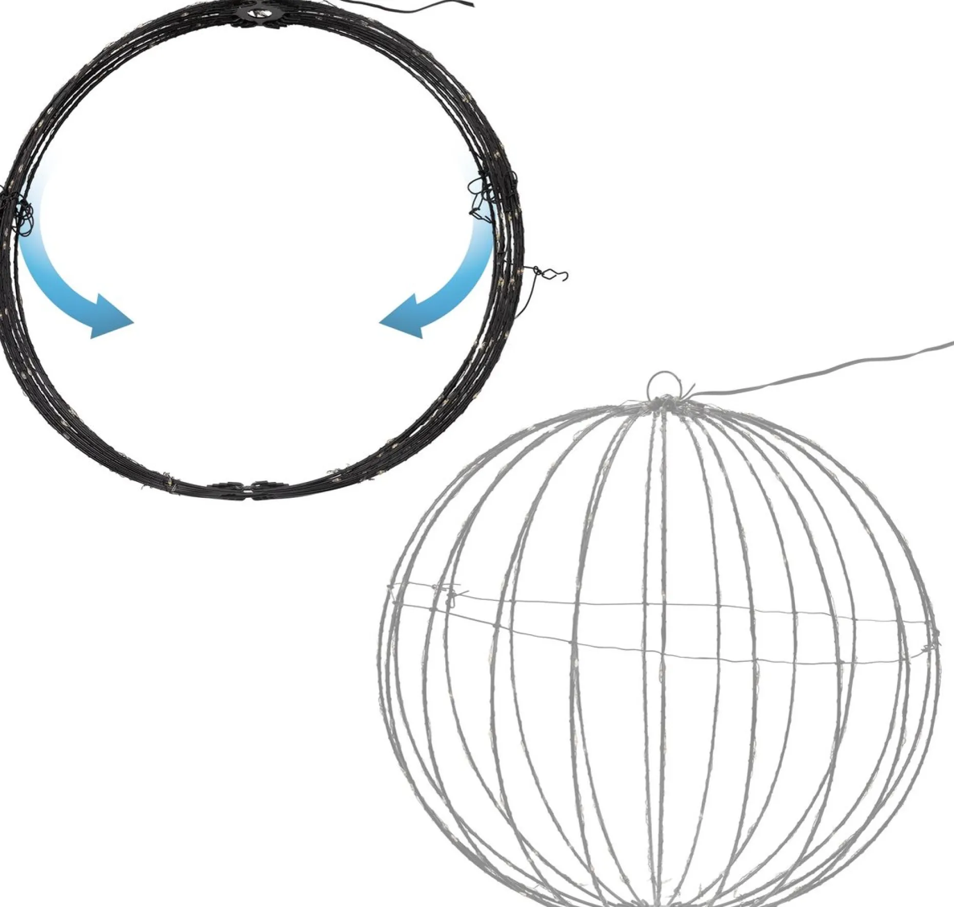 Merkloos Verlichte Kerstfiguren^Lichtbol Van Metaal Met Timer Warm Licht 40 Cm - Kerstversiering