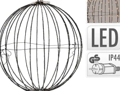 Merkloos Verlichte Kerstfiguren^Lichtbol Van Metaal Met Timer Warm Licht 40 Cm - Kerstversiering