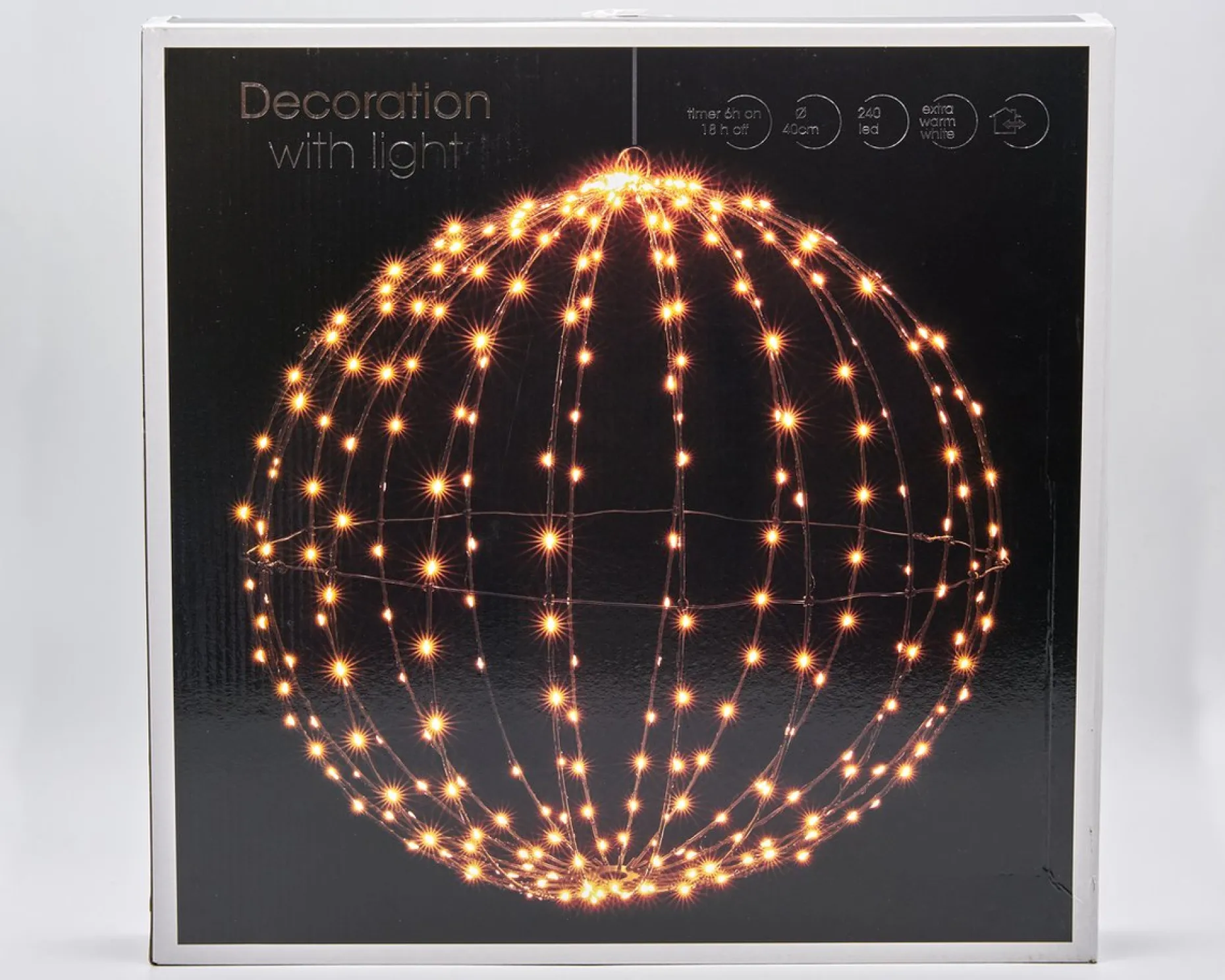 Merkloos Verlichte Kerstfiguren^Lichtbol Van Metaal Met Timer Warm Licht 40 Cm - Kerstversiering