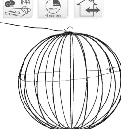 Merkloos Verlichte Kerstfiguren^Lichtbol Van Metaal Met Timer Warm Licht 40 Cm - Kerstversiering