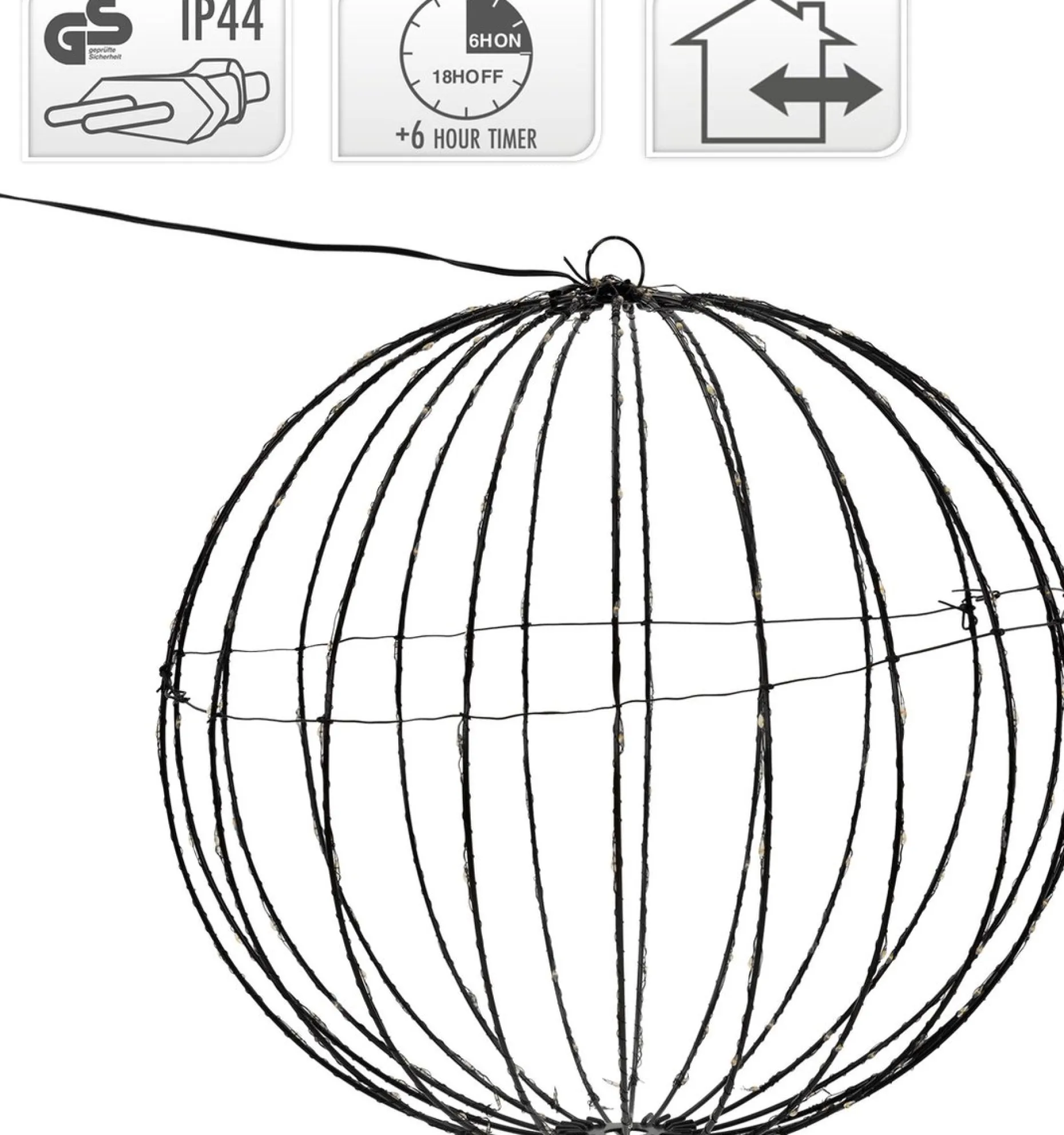 Merkloos Verlichte Kerstfiguren^Lichtbol Van Metaal Met Timer Warm Licht 40 Cm - Kerstversiering