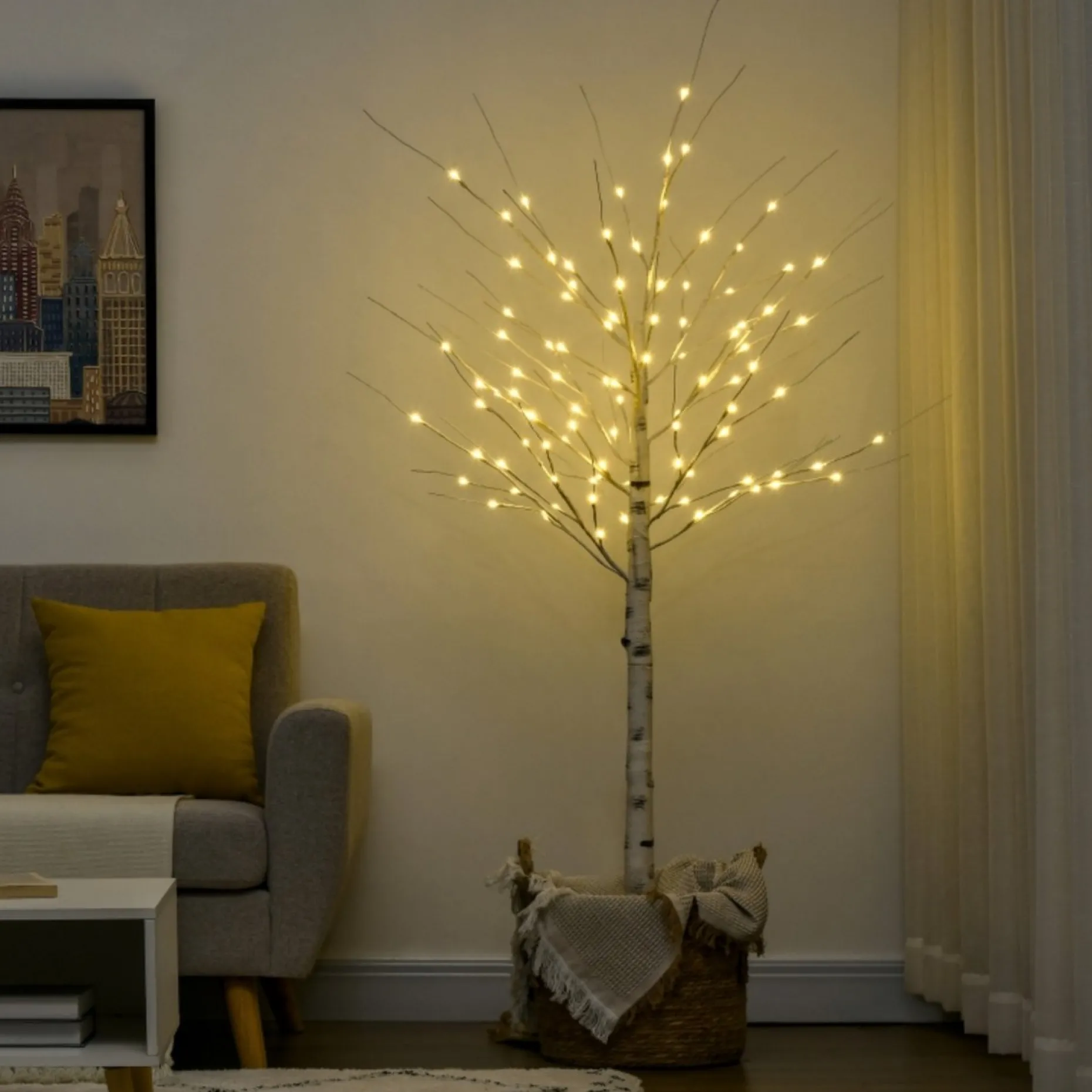Zenzee Kunstkerstbomen^Lichtboom - Lichttakken - Led Boom - Kerstverlichting - Lichttak - Kerstversiering - Kerst - 180 Cm - 96 Led's - Warmwit