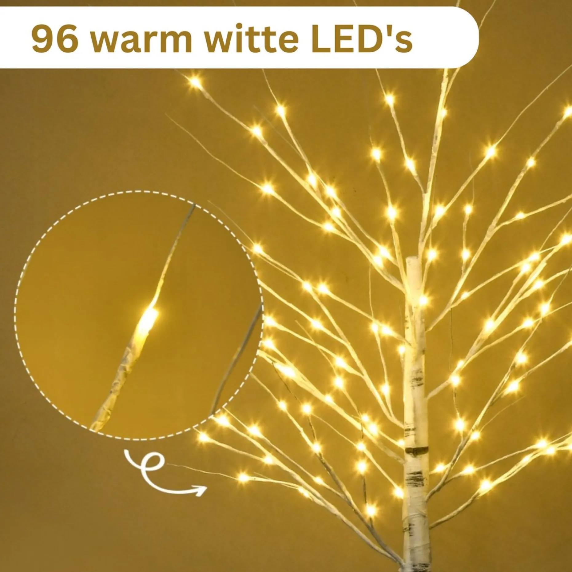 Zenzee Kunstkerstbomen^Lichtboom - Lichttakken - Led Boom - Kerstverlichting - Lichttak - Kerstversiering - Kerst - 180 Cm - 96 Led's - Warmwit
