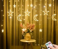 Lichtendirect Lichtgordijnen^- Lichtslinger- Kerstverlichting Maan- 3.5 Meter 138 Led- Lichtgrodijn Sfeer Verlichting-Gordijnverlichting -Lichtsnoer Voor Binnen - Ramadan-Suikerfeest