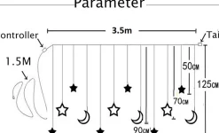 Lichtendirect Lichtgordijnen^- Lichtslinger- Kerstverlichting Maan- 3.5 Meter 138 Led- Lichtgrodijn Sfeer Verlichting-Gordijnverlichting -Lichtsnoer Voor Binnen - Ramadan-Suikerfeest
