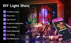 Lichtendirect Lichtgordijnen^-Smart-Lichtslinger-400 Rgb Leds- 2X2M- App-Sfeerverlichting-Decoratie-Kerstverlichting-Tuinverlichting-Bruiloft-Festival-Lichtsnoer-Prikkabel