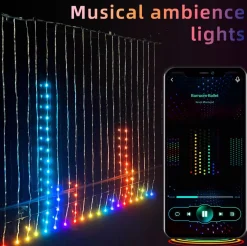 Lichtendirect Lichtgordijnen^-Smart-Lichtslinger-400 Rgb Leds- 2X2M- App-Sfeerverlichting-Decoratie-Kerstverlichting-Tuinverlichting-Bruiloft-Festival-Lichtsnoer-Prikkabel