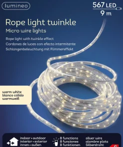 Lumineo Lichtslangen^Lichtslang Zilver Met Warm Witte Verlichting 9 Meter 567 Lampjes - Feestverlichting/Kerstverlichting
