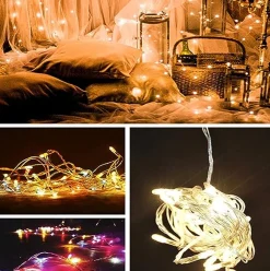 Benrida Kerstlichtsnoeren^Lichtslingers , 100M600 Lamp Stekker 220V, Touwverlichting ,Warm Wit Licht , Koperdraad Fairy Lichtslingers Voor Halloween Kerstversiering Bruiloft Slaapkamer Feest Patio Tuin Feestelijke Verlichting Ga