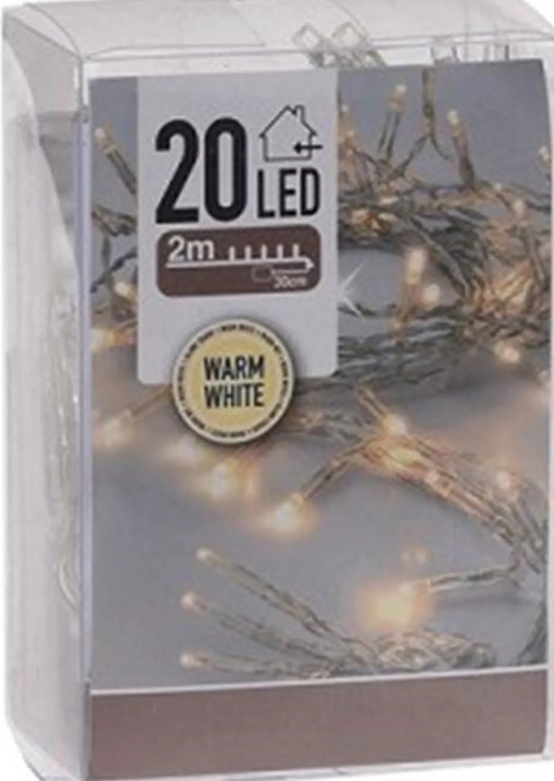 Betaalbaarshoppen.nl Kerstlichtsnoeren^Lichtsnoer 20 Led Lampjes Warmwit