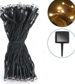 Aigostar Kerstlichtsnoeren^Lichtstring Warmwit - 2700K | 11 Meter - 100 Led's | Waterdicht Ip44 | Solar - Oplaadbaar