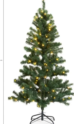 Lifa-Living Decoratieve Kerstbomen^Lifa Living - Kunstkerstboom - Met Verlichting - 130 Led Lampjes - 150 Cm - Aanloopsnoer 5 Meter - Groen