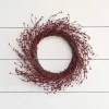 * Lights4Fun 50 Cm Deurkrans Eenvoudige Krans Van Hout En Kunstmatige Rode Bessen Kerstkrans Kerstdecoratie Hot
