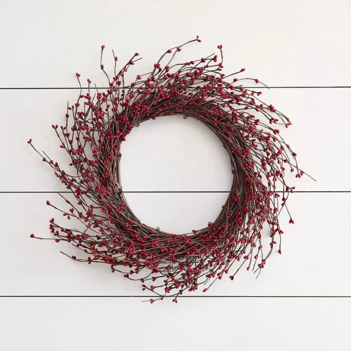 * Lights4Fun 50 Cm Deurkrans Eenvoudige Krans Van Hout En Kunstmatige Rode Bessen Kerstkrans Kerstdecoratie Hot