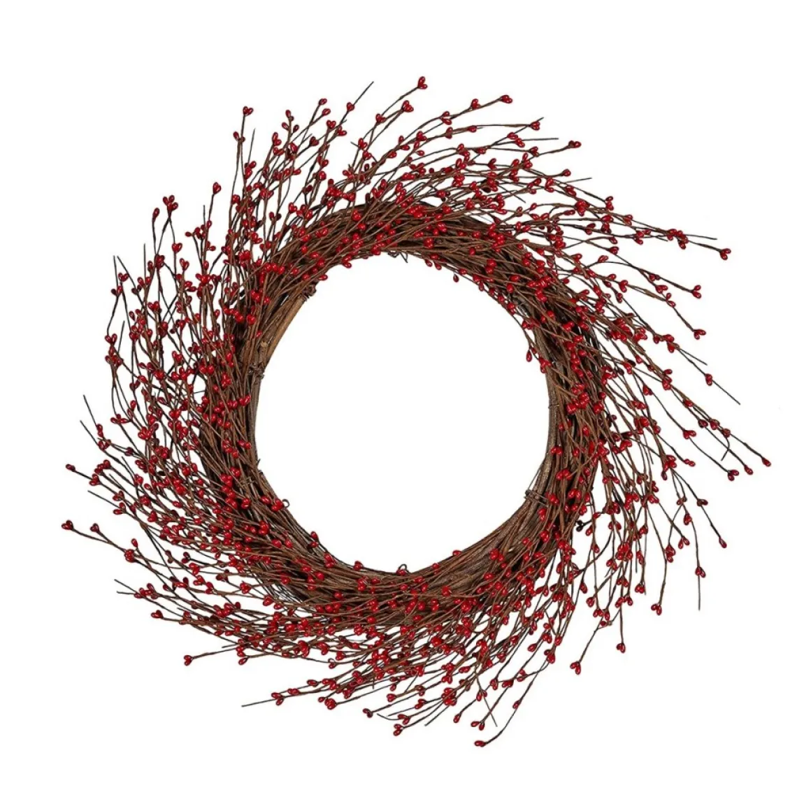 * Lights4Fun 50 Cm Deurkrans Eenvoudige Krans Van Hout En Kunstmatige Rode Bessen Kerstkrans Kerstdecoratie Hot