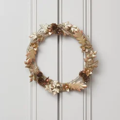 * Lights4Fun Gouden Krans Deurkrans 33 Cm Herfstdecoratie Kerstdecoratie Moderne Adventskrans Clearance