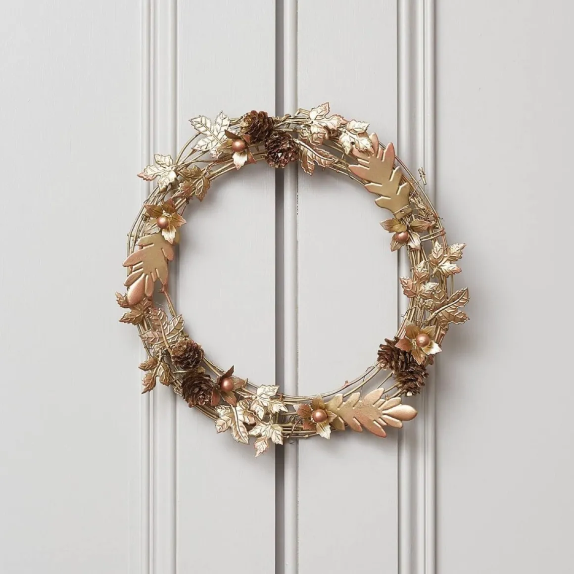* Lights4Fun Gouden Krans Deurkrans 33 Cm Herfstdecoratie Kerstdecoratie Moderne Adventskrans Clearance