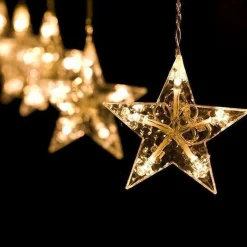 Liviner® Lichtgordijnen^ Kerstverlichting Sterrengordijn - 2,5 M - Warmwit - Voor Binnen - Kerst Accessoires