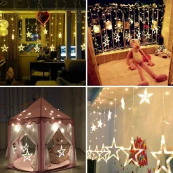 Liviner® Lichtgordijnen^ Kerstverlichting Sterrengordijn - 2,5 M - Warmwit - Voor Binnen - Kerst Accessoires