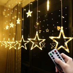 Liviner® Lichtgordijnen^ Kerstverlichting Sterrengordijn - 2,5 M - Warmwit - Voor Binnen - Kerst Accessoires