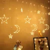 LIXIN Lichtgordijnen^ Kerstverlichting - Sterren En Maan - Warmwit - Sterrengordijn - Buiten & Binnen - Kerst - Kerststerren - Feest Licht Gordijn - Energie Zuining - Decoratieverlichting - Home Accessories