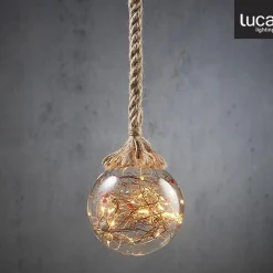 Luca lighting Verlichte Kerstfiguren^ Bal Aan Touw Kerstverlichting Met 30 Led Lampjes En Decoratie - H94 X O14 Cm - Transparant