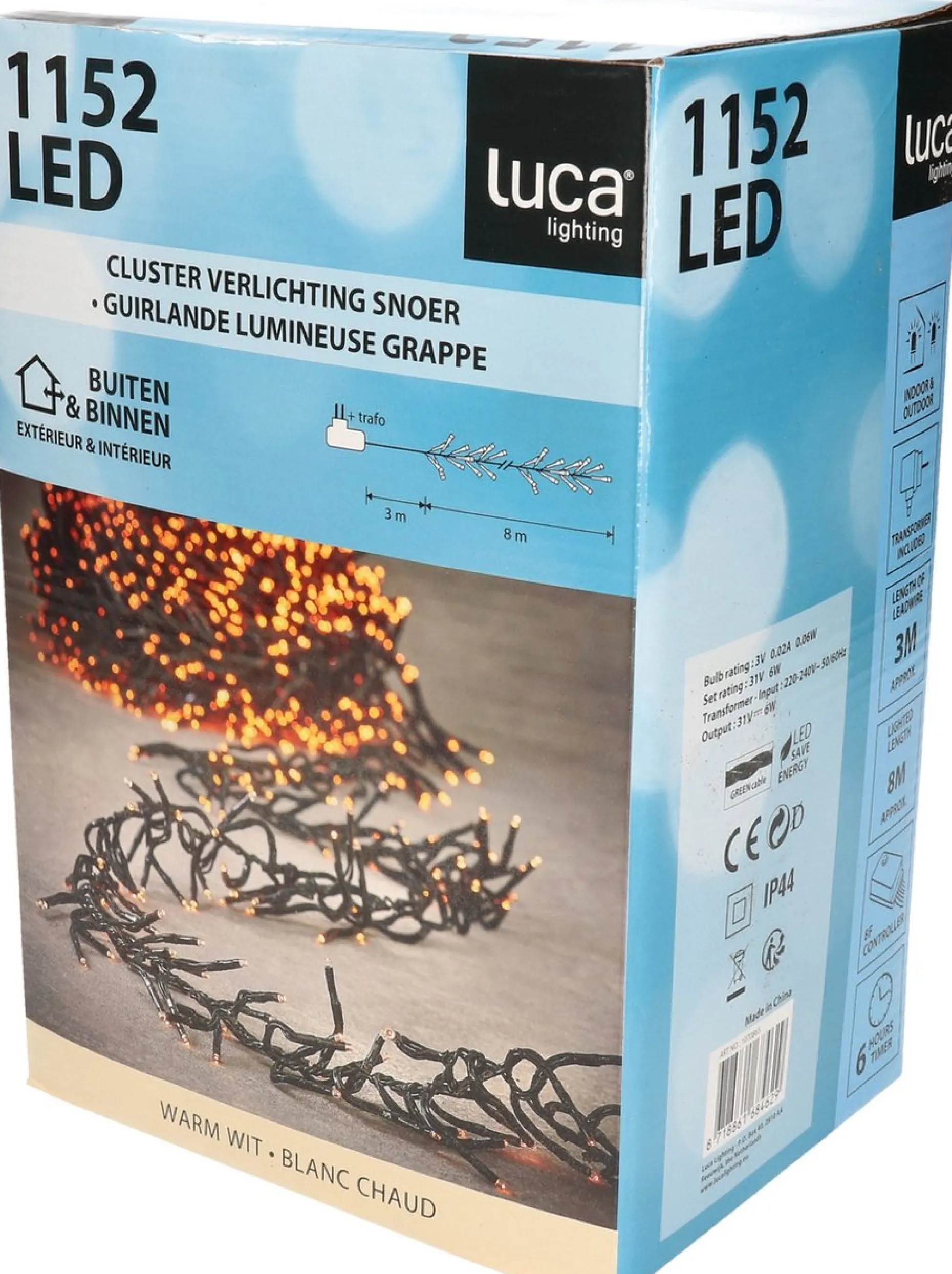 Luca lighting Kerstlichtsnoeren^ Cluster Kerstverlichting Met 1152 Led Lampjes - L Warm Wit 800 Cm