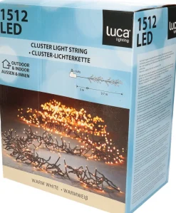Luca lighting Kerstlichtsnoeren^ Cluster Kerstverlichting Met 1512 Led Lampjes - L Warm Wit 970 Cm