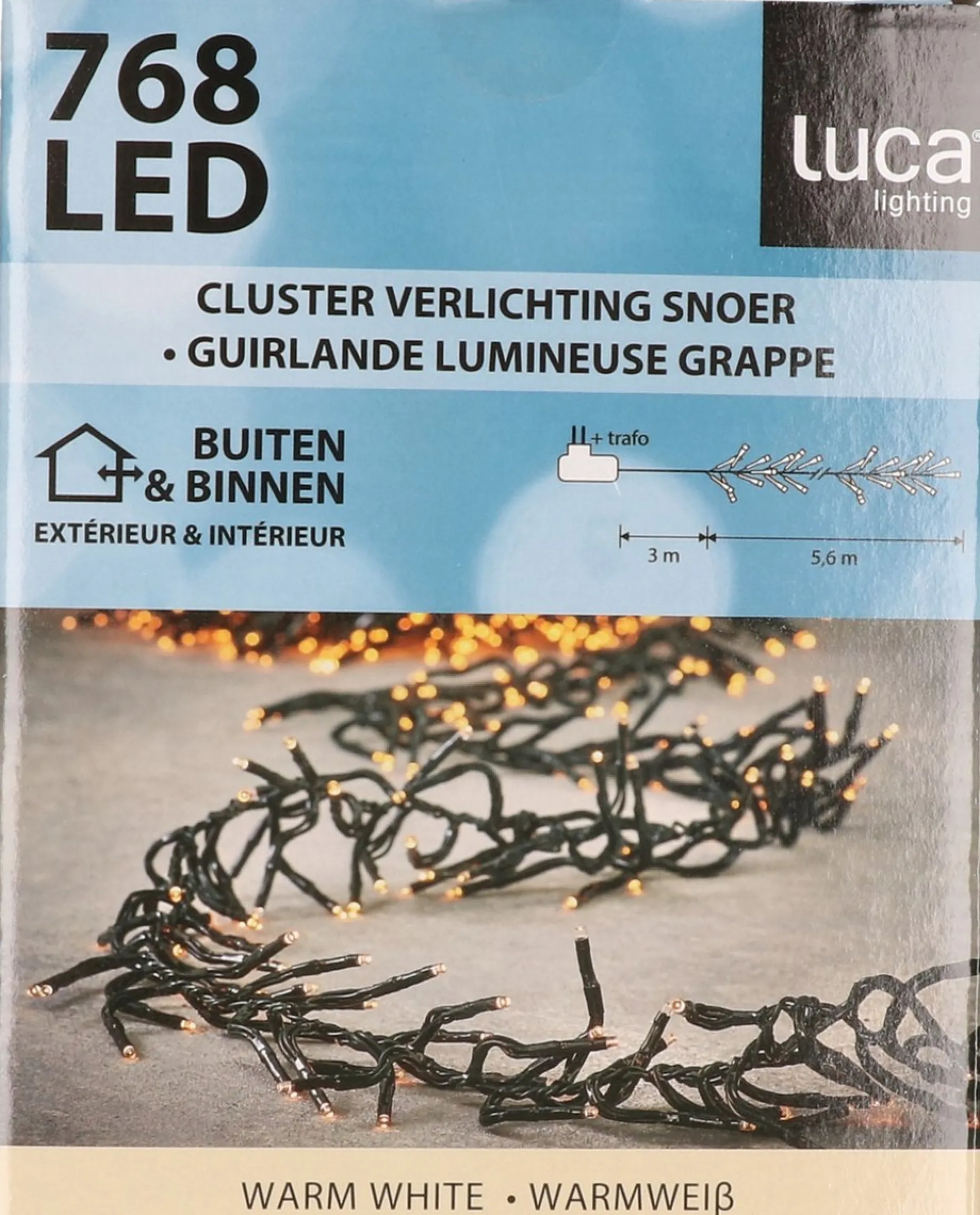 Luca lighting Kerstlichtsnoeren^ Cluster Kerstverlichting Met 768 Led Lampjes - L Warm Wit 560 Cm