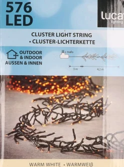 Luca lighting Kerstlichtsnoeren^ Cluster Kerstverlichting Met 576 Led Lampjes - L Warm Wit 420 Cm
